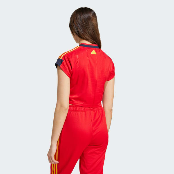 Red Tiro Cut 3-Stripes Crop Jersey