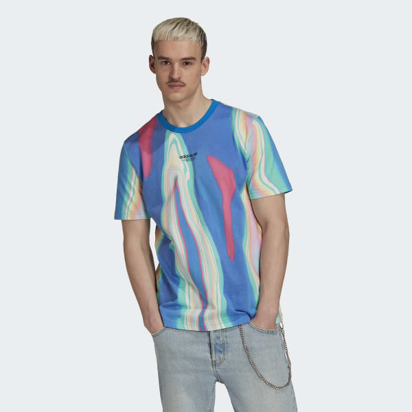 Blu T-shirt Hyperreal Allover Print Short Sleeve ZF573