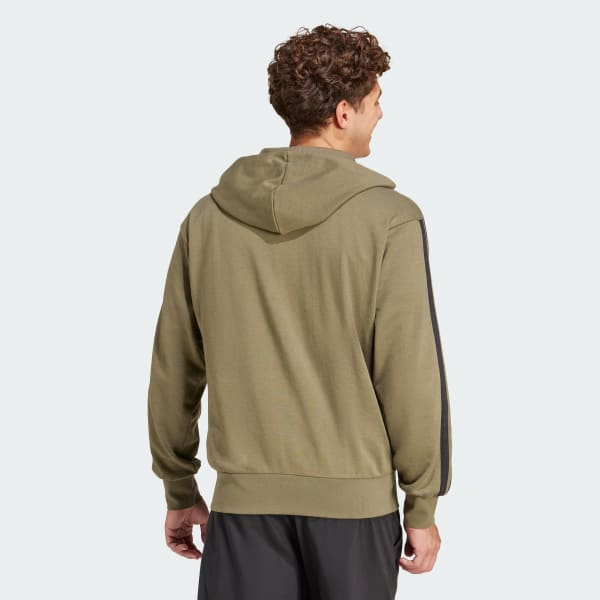 zelená Mikina Essentials 3-Stripes French Terry Full-Zip
