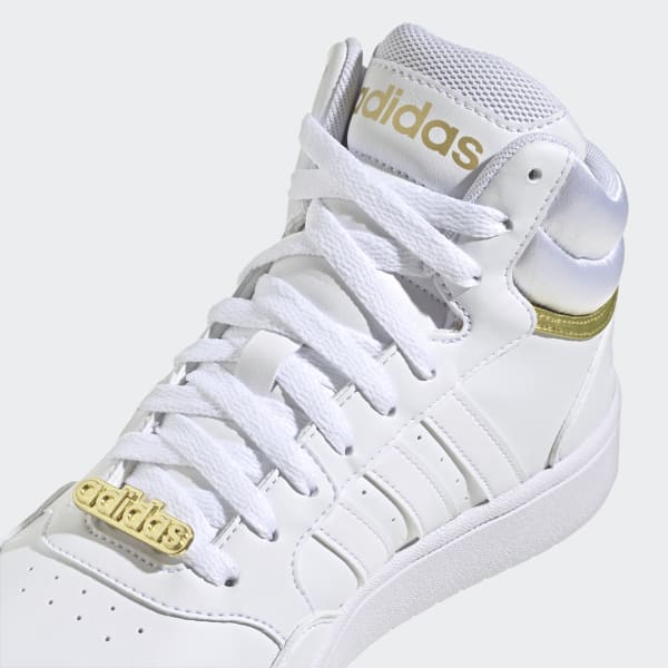 adidas Hoops 3.0 Mid Classic Gold Metallic Shoes - White | Women's ...
