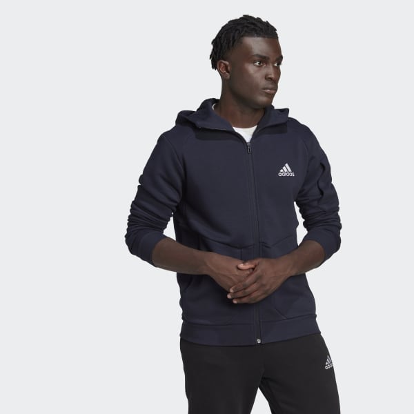 adidas Essentials for Gameday Fleece Full Zip Hoodie Blue