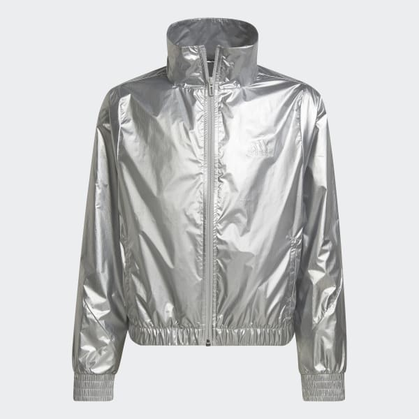 Srebrny Dance Metallic Woven Track Jacket