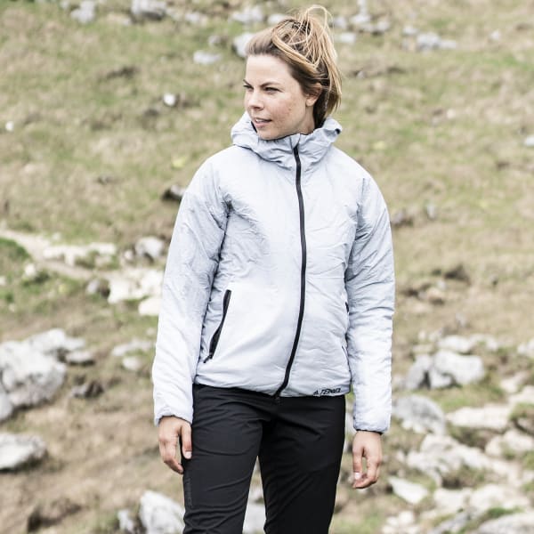 adidas TERREX Windweave Insulated Hooded Jacke Grau Adidas TERREX Windweave Insulated Hooded Jacket Women ab