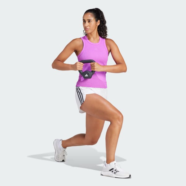 Purple All Gym Seasonal Rib Tight Fit Tonal 3-Stripes Tank Top