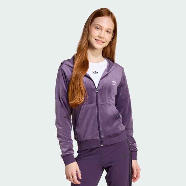 Purple Velour Zip Hoodie