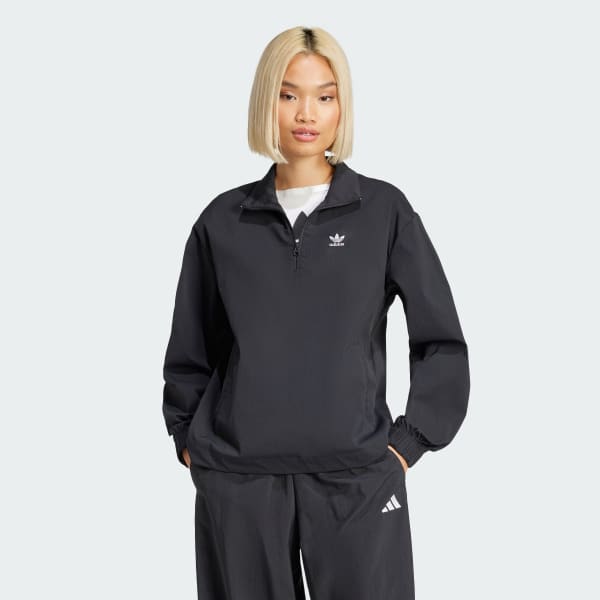Đen Áo Track Top Vải Ripstop Khóa Kéo 1/2 Essentials