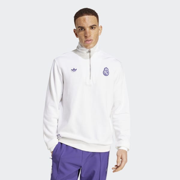 asater Real Madrid セット adidas Real Madrid Terrace Icons Half-Zip Top - White