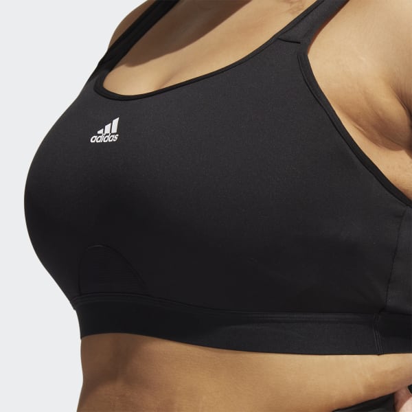 adidas Training Plus split strap high-support sports bra in black, ASOS