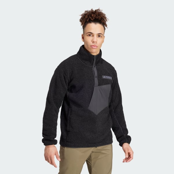 adidas Terrex Xploric High Pile Fleece Pullover Sweatshirt Black adidas UK