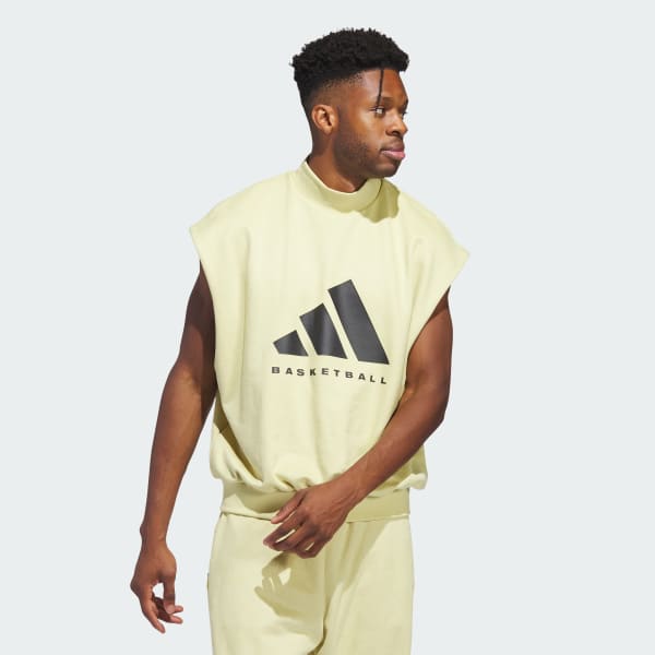 Yellow Basketball Sueded Sleeveless Sweatshirt