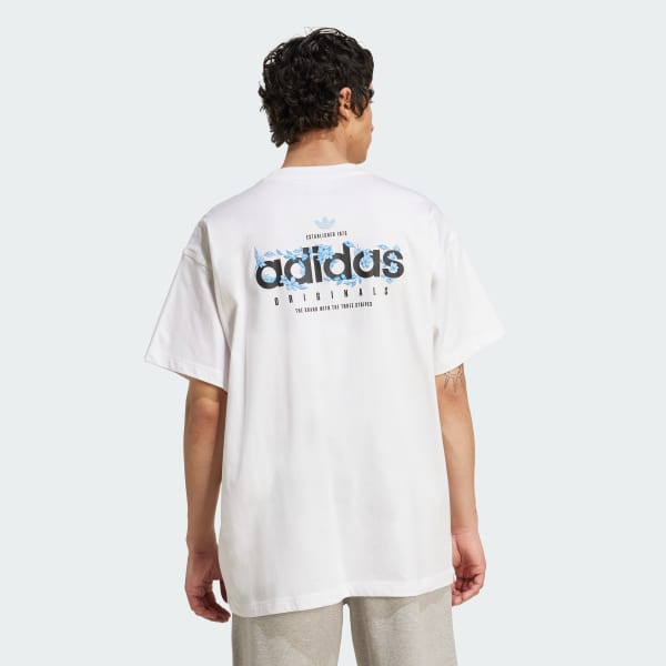 White Florals Logo Oversized Tee