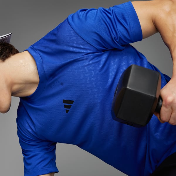 สีน้ำเงิน เสื้อยืดออกกำลังกาย adidas PrimeLift