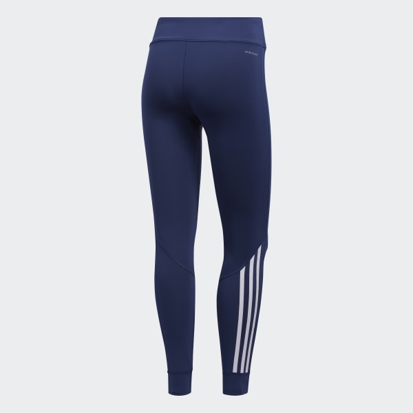 Adidas 3 stripe leggings blue deals