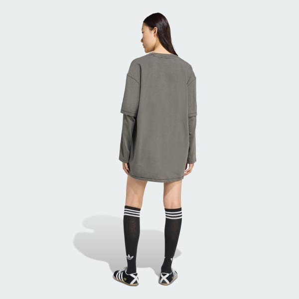 Czerń Layered Long-Sleeve Tee Dress