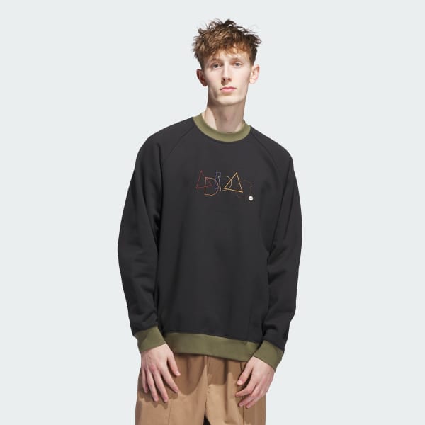 ブラック スケートボーディングの刺しゅう入りG クルーネックセーター