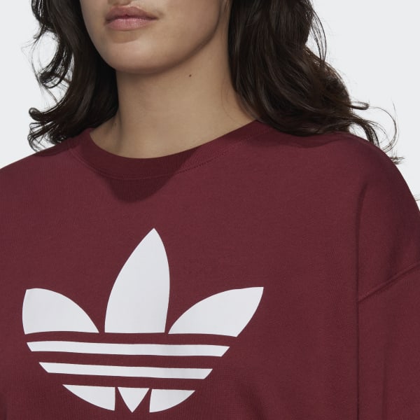 Bordowy Trefoil Crew Sweatshirt (Plus Size)