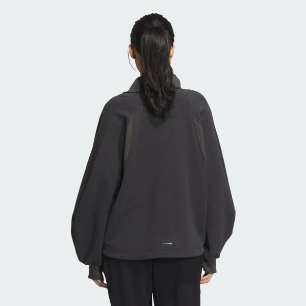 グレー Luxflow アクティブ ルーズフィット スペーサー ハーフジップ プルオーバー