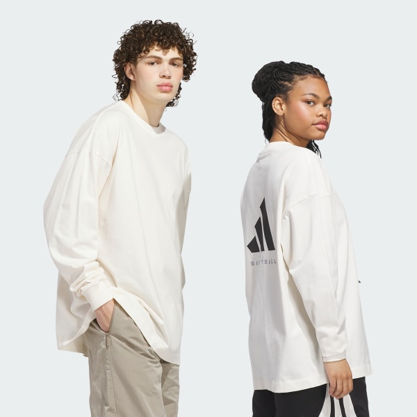 White 바스켓볼 긴팔 티 (젠더 뉴트럴)