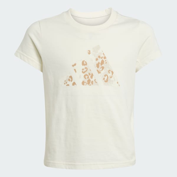 Beige T-shirt en jersey simple avec grand logo animal pour fille adidas