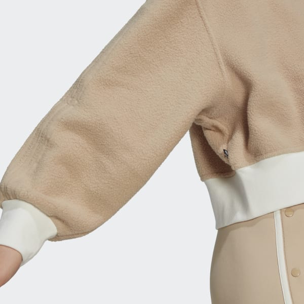 Beige Graphic Polar Fleece Sweatshirt VC680