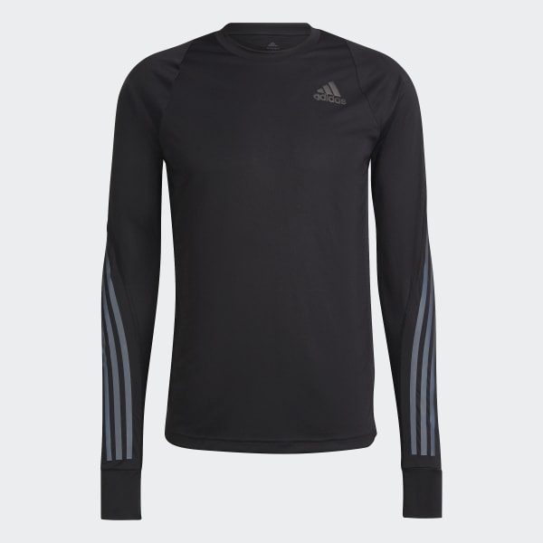 Tee US - Icon Running Men\'s | Full Reflective 3-Stripes adidas Sleeve adidas | Run Long Black