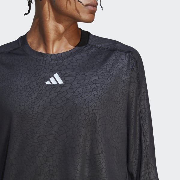 Schwarz Workout PU Print Longsleeve