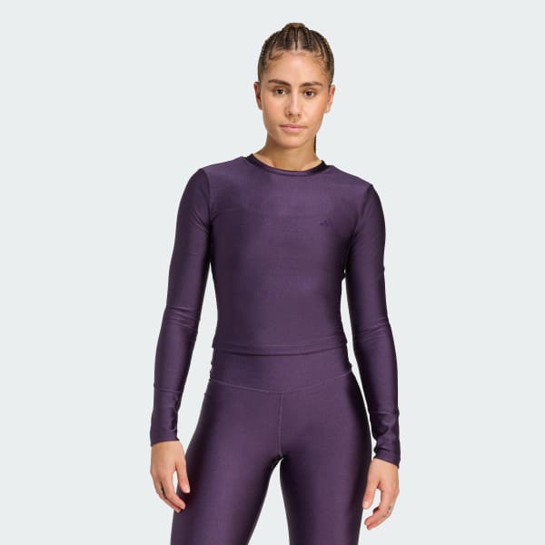 Violet T-shirt d'entraînement brillant manches longues Essentials