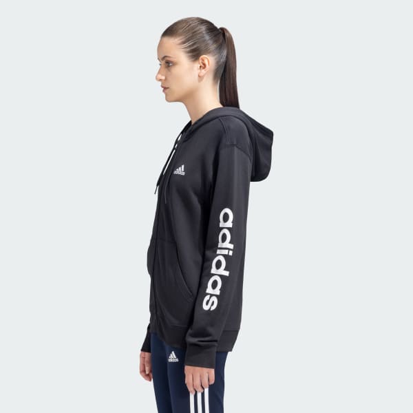 Black LINEAR FULL-ZIP FRENCH TERRY HOODIE