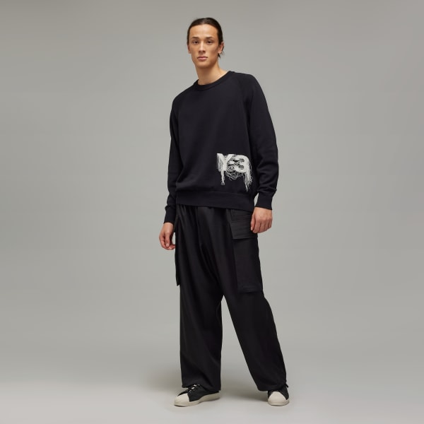 Black Y-3 Logo Knit Crew Sweatshirt