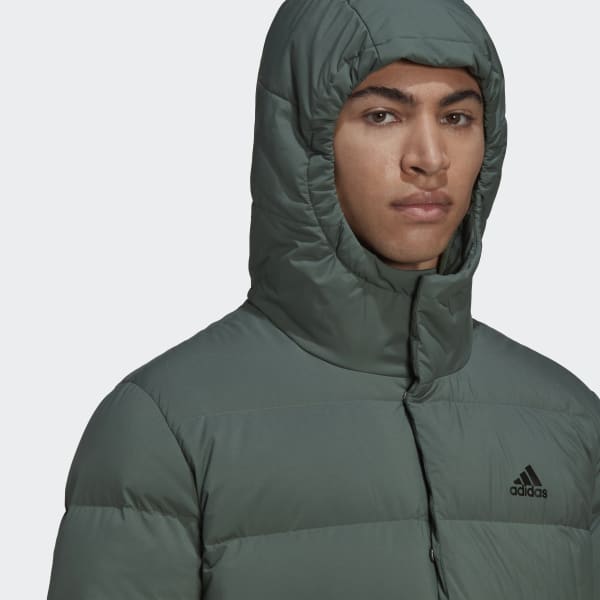 adidas Helionic Hooded Down Jacket - Green | Men's Hiking | adidas US