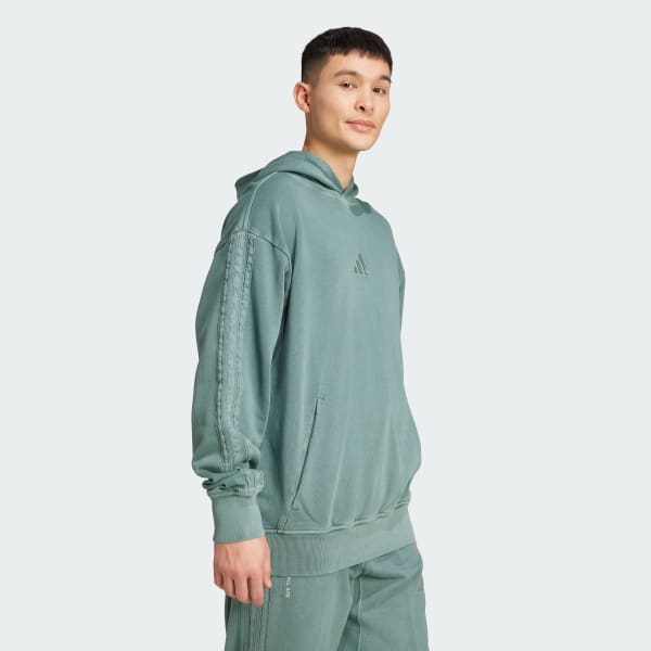 Yesil ALL SZN French Terry Washed Kapüşonlu Üst