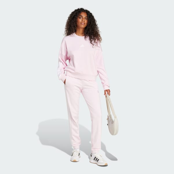 Pink Essentials 3-Stripes French Terry Cuffed-bukser