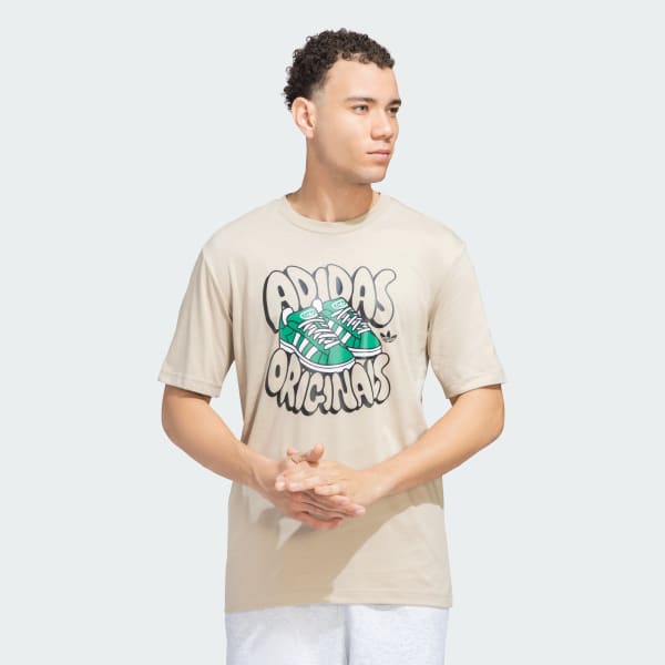 Beige adidas Originals Trefoil Shoe Tee