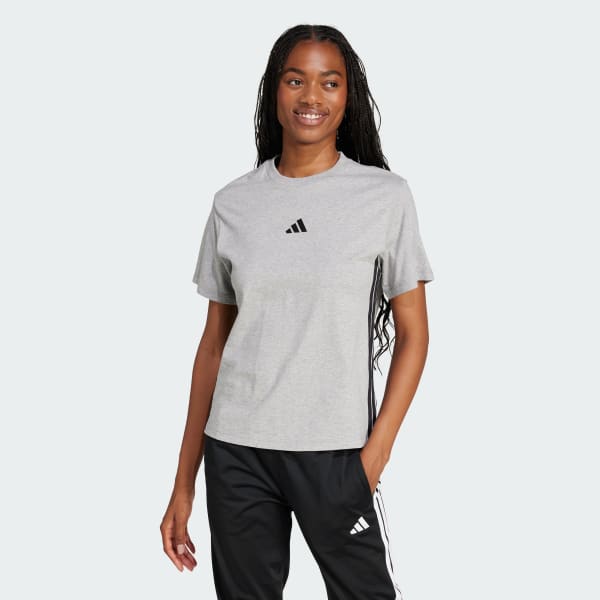 Grey Essentials 3-Stripes Cotton Tee