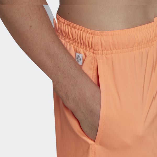 Orange Short Length Solid Swim Shorts