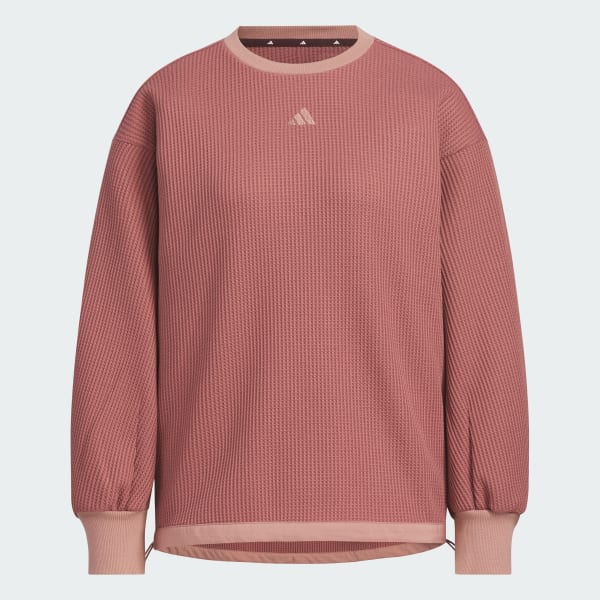 ピンク ラックスフロー オールデイズ ルーズフィット ワッフル フリース クルーシャツ