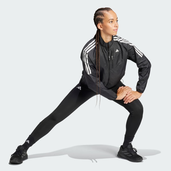 Μαύρο Own the Run 3-Stripes Packable Jacket