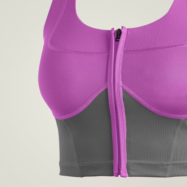 Ungu Crop Top Two-Tone Zip adidas by Stella McCartney