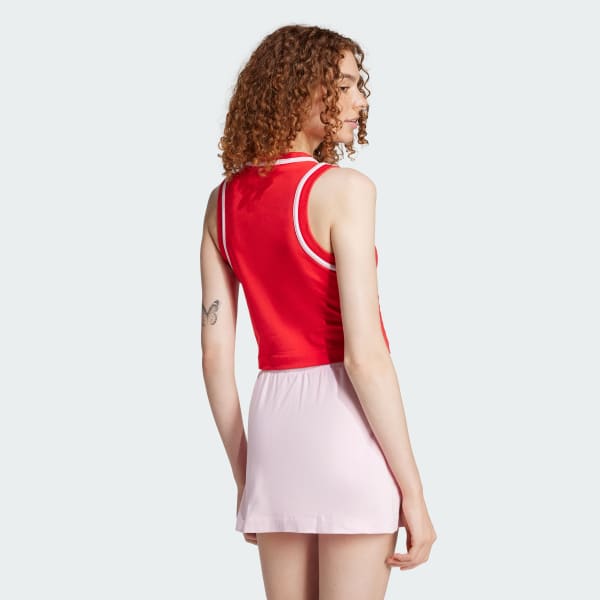 Red Essentials Color-Pop Cotton Crop Tank Top