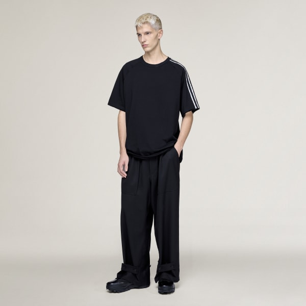 adidas Y-3 RAW EDGE 3-Stripes SHORT SLEEVE TEE - Black | Free