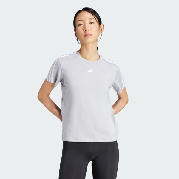 グレー AEROREADY トレイン エッセンシャルズ スリーストライプス 半袖Tシャツ