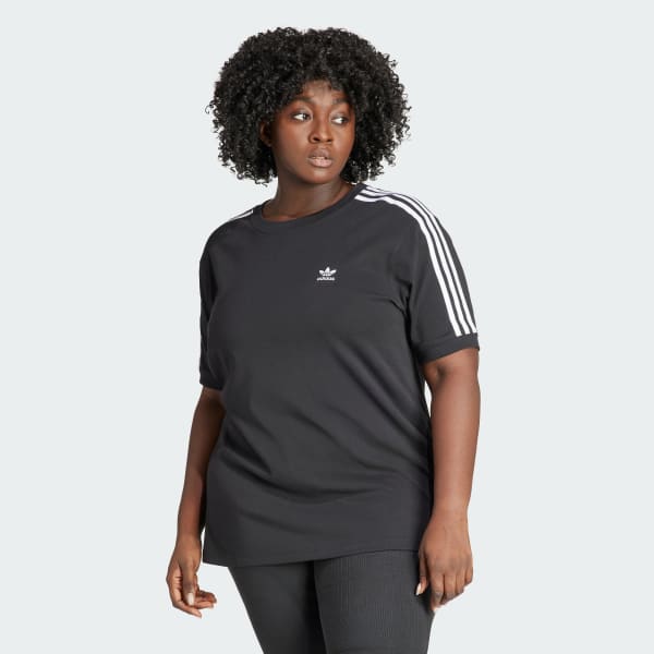 adidas 3-Stripes Baby Tee (Plus Size) - Black, Women's Lifestyle