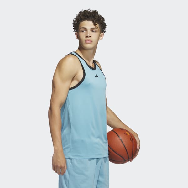 Blue adidas Basketball 3-Stripes Tank Top