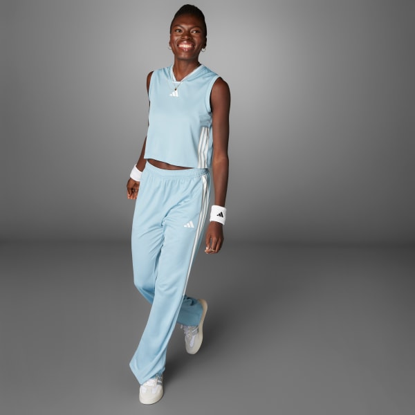 Azul Playera sin mangas Tiro Cut Mesh 3 Franjas