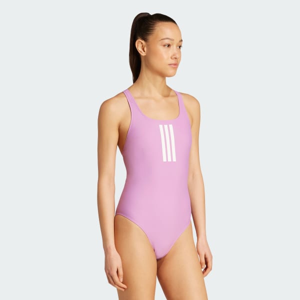 Purple 3-Stripes V-Back Swimsuit