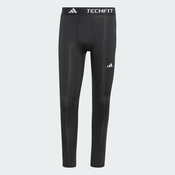 zwart TECHFIT Compression Training 3-Stripes Lange Legging