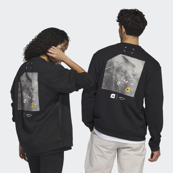 Svart Adicross x Burning Cart Layer Crew Golf Sweatshirt