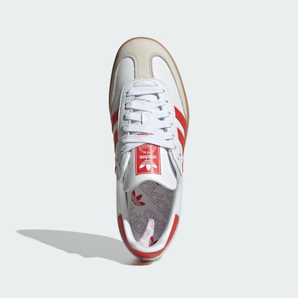 Adidas red cheap and white samba