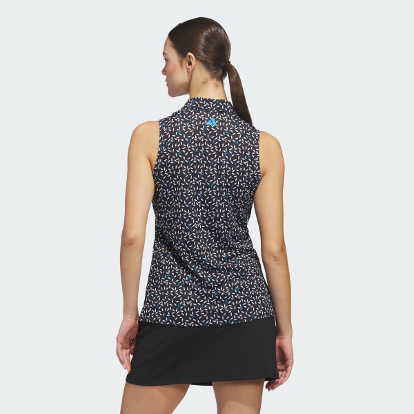 Black ULTIMATE365 PRINTED OTTOMAN CLIMACOOL SLEEVELESS POLO