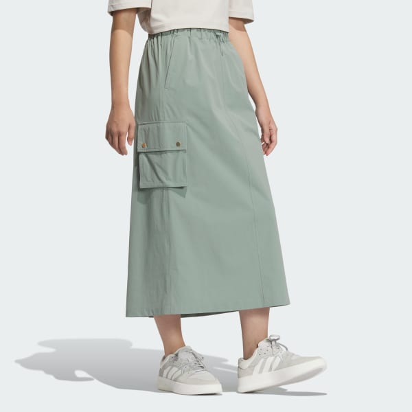 グリーン Luxflow ルーズフィット ウルトラロング丈カーゴスカート